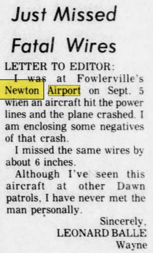 Newton Airport (Newton Field) - Sep 22 1971 Article (newer photo)